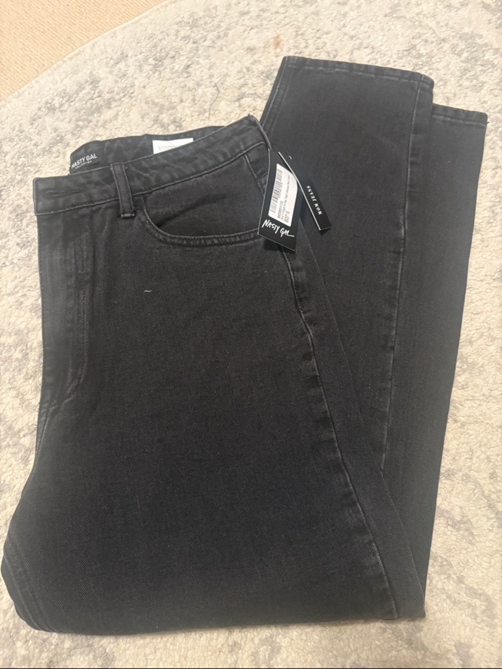 Nasty Gal Washed Black Straight Leg Jeans